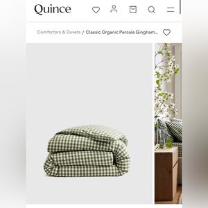 Quince Classic Organic Percale Gingham Duvet Cover